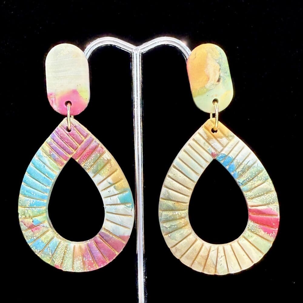 Muddled Crimson Teardrop Statement Earrings